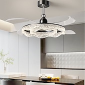 preiswerte Deckenventilator-Leuchten-LED-Deckenventilatoren dimmbar mit Fernbedienung 106 cm Deckenleuchte mit Acryl-Lampenschirm Kronleuchter Schlafzimmer Wohnzimmer
