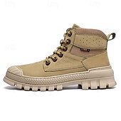 abordables Bottes de travail-Bottines de randonnée kaki pour homme avec semelle extérieure en caoutchouc épais – chaussures d&#039;extérieur respirantes et durables pour l&#039;alpinisme, le travail et les voyages d&#039;aventure