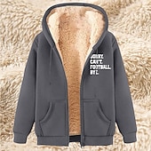 baratos Moletom com capuz de lã-Homens Full Zip Hoodie Moletom com zíper Casaco de lã Moletom de lã Adamascado Preto Vinho Vermelho Azul Com Capuz Tecido Letra Estampas Abstratas Zíper Bolsos Casual Diário Para Noite Poliéster