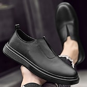 abordables Chaussures Décontractées Slip-On-Chaussures blanches à enfiler en cuir pour hommes - minimalistes et confortables, adaptées aux professionnels occupés au bureau et dans des environnements décontractés