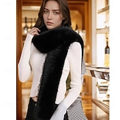 cheap Faux Fur Wraps-Long Women's Faux Fur Collar Scarf Wrap Cold Winter Warm Wrap Stole Shawl Shrug Neck Warmer