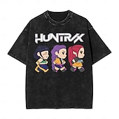 baratos Gráfico de personagem de desenho animado e filme-Caçadores de Demônios KPop Rumi Zoey Huntrix Japonesa/Curta Camiseta lavada com ácido extragrande Personagem Arte Gráfica Para Homens Mulheres Para Meninos Crianças Adulto Dia Das Bruxas Carnaval Hot
