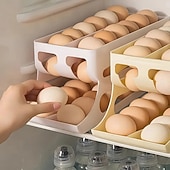 Недорогие Кухонная утварь и гаджеты-Двухслойный контейнер для яиц большой вместимости – контейнер для хранения в бытовом холодильнике, органайзер для продуктов на кухонной столешнице, в шкафу и холодильнике, вмещает около 40–48 яиц
