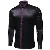economico Camicie in raso da uomo-Per uomo Camicia Come la seta Camicia in raso Camicia casual Camicia con Bottoni Camicia da Ballo Semplice Formale Matrimonio Nero Manica Lunga Bavero Primavera &amp; Autunno Tutte le stagioni