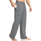 economico Pantaloni della tuta-Per uomo Pantaloni da tuta Pantaloni Pantaloni da Tuta Cargo Pantaloni della tuta a gamba dritta Coulisse Tasca Elastico in vita Semplice Comodità Sport all&#039;Aperto Quotidiano Moda Casual Nero Bianco