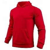 economico Felpa con cappuccio in pile-Per uomo Felpa con cappuccio Maglione Felpa con cappuccio in pile Felpa con cappuccio foderata in pile Nero Bianco Giallo Rosa Rosso Con Cappuccio Semplice Tasca Sport &amp; Outdoor Casuale Quotidiano