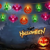 abordables Lumières d&#039;Halloween-Guirlande lumineuse LED Halloween araignée citrouille chauve-souris 1,5 m 10 LED alimentée par batterie fête d&#039;Halloween balcon jardin porche chambre décoration intérieure extérieure
