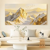 Duże złote góry na płótnie, oryginalna złota sztuka ścienna, tekstura 3D, impasto, abstrakcyjny, naturalny krajobraz, wystrój boho, salon, wystrój domu tanie Pejzaże-Duże złote góry na płótnie, oryginalna złota sztuka ścienna, tekstura 3D, impasto, abstrakcyjny, naturalny krajobraz, wystrój boho, salon, wystrój domu