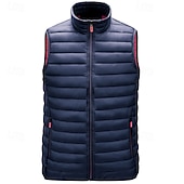 preiswerte Herren Steppweste-Herren Steppweste Weste Gilet Urlaub Täglich Date Mode Lässig Winter Tasche Polyester Warm Bequem Einfarbig Reisverschluss Stehkragen Normale Passform Schwarz Wein Armeegrün Dunkelblau Weste