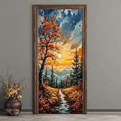 Недорогие Гаражные и дверные баннеры-Дверная крышка Наружные баннеры 森林 Эстетический Спальня Гостиная Входная дверь Украшения Стена Дверь Фон