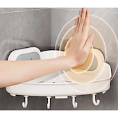 tanie organizer łazienkowy-Półka prysznicowa Taili z przyssawką, wodoodporna półka prysznicowa z haczykami, ścienny organizer do łazienki na szampon, żel pod prysznic, odżywkę i mydło