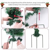 abordables Couronnes, Guirlandes &amp; Décorations-urne de remplissage pour sapin de Noël artificiel pré-éclairé, 8 modes &amp;Piquets d&#039;arbre de Noël alimentés par batterie et minuterie adaptés aux allées, patios, jardins, fêtes d&#039;anniversaire,