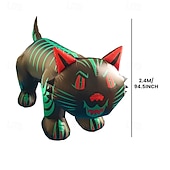 baratos Halloween ao Ar Livre-1 peça de cabeça móvel de gato de Halloween de 2,4 m com luz inflável, modelo de ar para áreas internas e externas, caminho de jardim, festa, atmosfera, luz decorativa, plugue EUA/UE/REINO UNIDO/AU