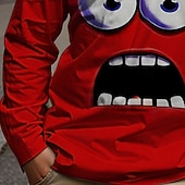 billiga Pojkens 3D-djur-Pojkar tecknat roligt leende ansikte t-shirt långärmad 3D-tryck höst vintermode grundläggande barn 4-12 år rund hals utomhus casual daglig normal passform