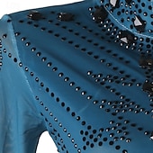 ieftine Rochii de patinaj artistic-Rochie de Patinaj Artistic Pentru femei Fete Πατινάζ στο πάγο Rochii Albastru Negru / Galben Peteci Deschide Înapoi Plasă Spandex Înaltă Elasticitate Antrenament Profesional Competiție Ținută Patinaj