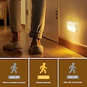 abordables Éclairage d&#039;armoire-Veilleuse LED à détecteur de mouvement, alimentée par piles, sans fil, à coller partout, idéale pour le couloir, les escaliers, la chambre à coucher, sous les armoires de cuisine, lot de 8