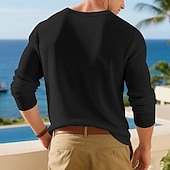 levne základní trička-Pánské Tričko Tričko Henley Trička Tričko Top Dlouhý rukáv Henley Jaro Podzim Bez vzoru Módní Designové Základní Knoflíky Dovolená ulice Jdeme ven Bílá Top tričko pro muže
