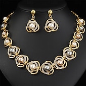 abordables Parures de Bijoux-Parure de bijoux 2 Perle Chrome 1 Collier Boucles d&#039;oreilles Femmes Élégant ancien Mode Le style rétro Classique Rond Parure de Bijoux Pour Mariage Soirée robe demoiselle d honneur