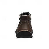 halpa Nilkkurit-Miesten ruskeat nahkaiset vetoketjulliset slip-on-kengät ainutlaatuisella pyöreällä kärjellä ja joustavalla pohjalla – retrohenkiset vapaa-ajan kengät matkoille, töihin ja jokapäiväiseen mukavuuteen.