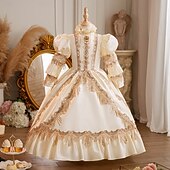 preiswerte Kleider-Retro Vintage Rokoko schick Maxi Cocktailkleid Zubehör Glockenärmel Prinzessin Schleife Retro Ballkleid Spitzkragen Kostüm Mädchen königlich Weihnachten Halloween Karneval Maskerade Hochzeitsfeier