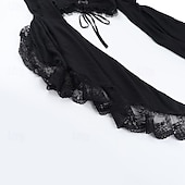 お買い得  トップス-ゴシック クロップトップ シュラッグトップ ベル 魔女 モーティシア・アダムス レース 仮装 女性用 ファンタジー ハロウィーン カーニバル 性能 パーティー 大人 上着