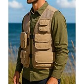 preiswerte Westen-Herren Anglerweste Wanderweste Ärmellos Weste Außen Leicht Atmungsaktiv Reißverschluss Mehrere Taschen Polyester Schwarz Armeegrün Rot Jagd Angeln Klettern