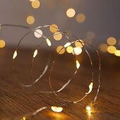 economico Striscie luci a batteria-10 pezzi 5m/16,4ft 50 perline a led luci a stringa per Halloween Natale matrimonio San Valentino festa atmosfera interna ed esterna decorazione stringa di luci scatola batteria AAA funzione timer