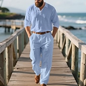 economico T-shirt set da uomo-Per uomo Set di biancheria Completi T-shirt Completi camicia e pantaloni Outfit 2 pezzi Manica Lunga Bavero Primavera Autunno Semplice Moda Casual 2 Pezzi Vacanza Abbigliamento quotidiano Uscire Nero