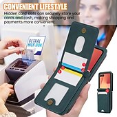 abordables Carcasas Samsung-teléfono Funda Para Samsung galaxia Z Flip 7 Z Flip 6 Z Flip 5 Z Flip 4 Funda Trasera con cordón Caballete Ranura para tarjetas Retro TPU Cuero de PU