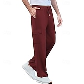 economico Pantaloni della tuta-Per uomo Pantaloni da tuta Pantaloni Pantaloni da Tuta Cargo Pantaloni della tuta a gamba dritta Coulisse Tasca Elastico in vita Semplice Comodità Sport all&#039;Aperto Quotidiano Moda Casual Nero Bianco