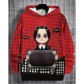 economico Cartone animato 3D della ragazza-Felpa con cappuccio grafica da cartone animato per ragazze, carina, estiva, gotica, a maniche lunghe, traspirante, alla moda, per Halloween, per ragazze