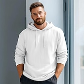 abordables T-shirts en Coton et Lin-Homme Sweat à capuche T-shirt en lin manche longue À capuche Été Printemps Couleur Unie Uni ancien Bohème Occasionnel Bord écru Vacances Rue Occasionnel Blanche Rose Claire Rouge Bordeaux T-shirt