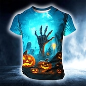 Halloween 男性用 3D 手 Tシャツ 半袖 Tシャツ 3Dプリント クルーネック シャツ 誇張された デザイナー ホラー パーティー ストリート 祝日 ブルー 夏 春 オールシーズン 衣類 S M L XL XXL XXXL お買い得  ハロウィンTシャツ-Halloween 男性用 3D 手 Tシャツ 半袖 Tシャツ 3Dプリント クルーネック シャツ 誇張された デザイナー ホラー パーティー ストリート 祝日 ブルー 夏 春 オールシーズン 衣類 S M L XL XXL XXXL