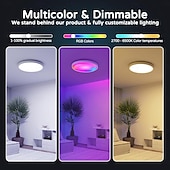 cheap Smart Home Lights-Smart LED Ceiling Light WiFi, RGB Flush Mount Ceiling Light Fixture, 16 Million DIY Colors, Compatible with Alexa Google Home, 2700K-6500K Ceiling Lights for Bedroom Living Room