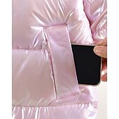 preiswerte Daunen- und Pufferjacke für Mädchen-Kinder Mädchen Daunenmantel Einfarbig Mode Fellbesatz Schule Mantel Oberbekleidung 4-12 Jahre Winter Rosa Purpur