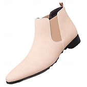 economico Stivali Chelsea-stivaletti chelsea da uomo in finta pelle scamosciata beige - scarpe classiche casual da lavoro alla caviglia per ufficio, lavoro e uso quotidiano