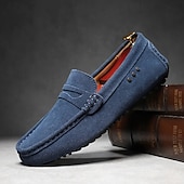 billiga Slip-ons och loafers till herrar-Röda herrloafers i konstläder med slip-on-funktion, lätta, avslappnade mockasiner för arbete, resor och vardagsbruk