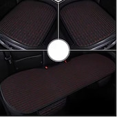 baratos Capas para bancos de automóveis-Capa universal para assento de carro em linho, 3 peças, tecido respirável, protetor de almofada para assento dianteiro e traseiro, acessórios para interior de carro masculino