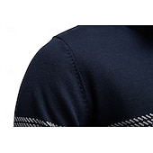 baratos Suéteres e Cardigans Elite Masculinos-Homens Pulôver Tricotar Tops regulares Half Zip Listas Tecido Colarinho Clerical Legal Pulôver Escola Férias Roupa Primavera Outono Preto Azul Marinho Escuro S M L