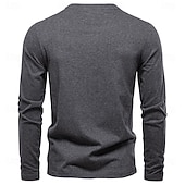 preiswerte Herren Elite T-Shirts &amp; Tanktops-Herren Baumwollhemd Langarm Einfach Cool Täglich Lässig Farbblock Knöpfe Henley Schule Training Outdoor Ganzjahres Grau gefärbt Dunkelmarine Kaki Henley T-Shirt