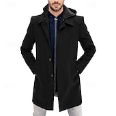 preiswerte Herren-Blazer &amp; -Anzüge-Herren Parka Trenchcoat Urlaub Täglich Herbst Winter Polyester Winddicht Oberbekleidung Bekleidung Mode Klassisch Einfach Tasche Mit Kapuze Reisverschluss