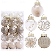 billige Ornamenter-30 stk. julekuler til juletreet, 6 cm/2,36 tommer juledekorasjon, malt, klart oppheng til kjæledyr, gavesett med julekuler til juletredekorasjon