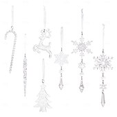 ieftine Ornamente-18 ornamente de cristal pentru brad de Crăciun - ornamente de cristal acrilice suspendate în formă de țurțuri de zăpadă de Crăciun pentru brad de Crăciun, articole de petrecere de iarnă pentru Anul
