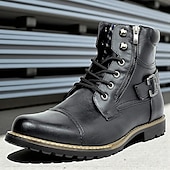 baratos Botas de combate-botas de combate masculinas com zíper lateral e fivela - botas de cano curto com cadarço de moda casual para roupas urbanas e do dia a dia