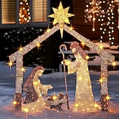 Χαμηλού Κόστους χριστουγεννιάτικα φωτάκια εξωτερικού χώρου-Χριστουγεννιάτικη διακόσμηση Χριστουγεννιάτικη φωτεινή νάτια σκηνή φάτνης διακόσμηση κήπου αυλής Χριστούγεννα Πάσχα διακοσμητικά