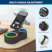 baratos Luzes decorativas-Suporte para celular com alto-falante bluetooth sem fio, alto-falante de indução com som surround hd para casa e exterior, compatível com iphone/ipad/samsung galaxy