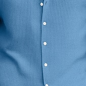 economico camicia da uomo con bottoni-Per uomo Camicia Estiva Camicia button-down Camicia casual Camicia con Colletto Camicia a maglia a nido d&#039;ape Bianco Giallo Rosso Blu Manica Corta Semplice Testurizzato Dentellato Collo ripiegato