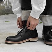 abordables Bottines-Bottines à lacets en similicuir marron pour homme, chaussures d&#039;extérieur décontractées classiques pour le travail et le quotidien