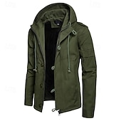 economico Trench da uomo-Per uomo Cappotto da marinaio Trench Vacanza Quotidiano Autunno Inverno Misto Cotone Calore Termico Capispalla Abbigliamento Moda Classico Semplice Tasca Con Cappuccio Cerniera