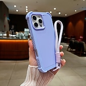 Недорогие Чехлы для iPhone-телефон Кейс для Назначение i16 15 14 Pro Max Plus 13 Кейс на заднюю панель с ремешком Защита от удара Градиент цвета ПК